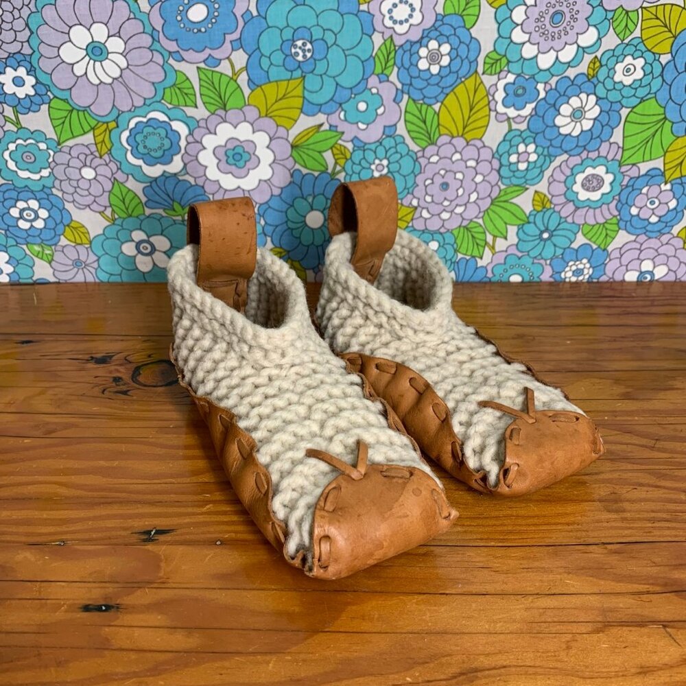 Chilote Organic Wool And Leather House Shoes/Slippers Size:XS